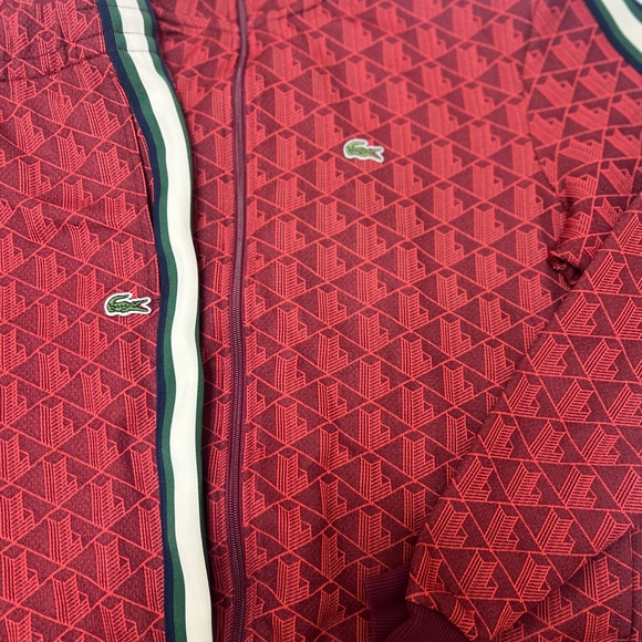 Lacoste Burgundy Geometric sweatsuit/ jacket and pants - Picture 4 of 6